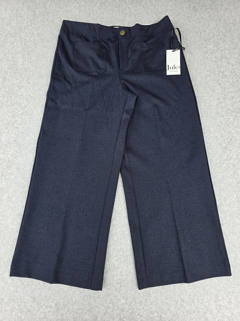Jules & Leopold Navy Pull On Wide Leg Ankle Length Pants Large NWT